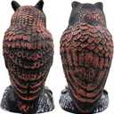 Hausse 2 Pack Fake Horned Owl Bird Scarecrow Decoy 10.5 Inch Height, Plastic Deterrents, Halloween Decoration, Nature Enemy Pest Repellent for Outdoor Garden Yard