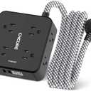 Surge Protector Power Strip - CHCORE 5Ft Braided Extension Cord with 8 Outlets with 4 USB (2 USB C) Charging Ports, Flat Plug Multi Plug Outlet Extender Charging Station for Home Office, ETL, Black