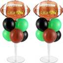 Football Party Balloons Stand Kit 2 Sets with 2 Rugby Ball Foil Balloons Football Themed Party Balloon Centerpiece for Tables for Game Sports Graduation Birthday Footballs Themed Decorations