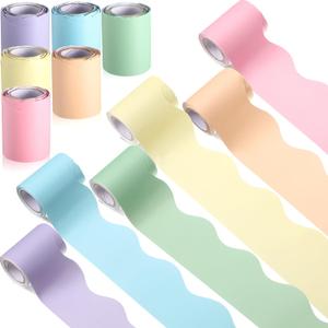 Zhanmai Borders for Bulletin Board Decoration, Colorful Scalloped Bulletin Board Border Rolls for Classroom Workplace Office School Poster Decor(Pastel Pop Color,98.5ft)