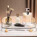 Perfume Organizer, Bathroom Vanity Tray, Makeup Trays for Dresser Top, Countertop Decorative Plastic Decor Tray, Perfume Organizer for Women, organizador de perfumes (Clear)