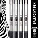 Zebra Pen F-301 Ballpoint Black Ink Fine Point 0.7mm Pen, Easy-Glide Ink, Stainless Steel Retractable, Non-Slip Grip, Professional Design, Ideal for Office, Journal and Planner Use, 4-Pack (27114)
