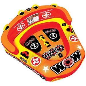 WOW World of Watersports Bingo Inflatable, 1 to 2 Person Towable Secure Cockpit Seating and Tow Rope Bundle