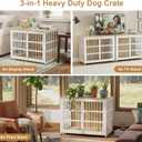 42" Furniture Style Large Dog Crate with Wheels, Metal Chew-Resistant Dog Kennel Indoor for Large & Medium Dogs, 41.9" W x 28.3" D x 31.7" H, Decorate House as TV Stand, End Table Natural and White