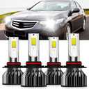 Lights Fit For Honda Accord 2008-2012 Sedan & 1992-2007, 9005 High Beam 9006 Low Beam, High Power 6500K White Light, Plug & Play, Pack of 4