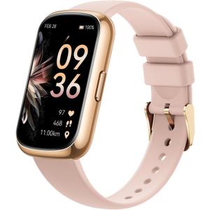 Health Fitness Tracker for Men Women: 24H Heart Rate Monitor Activity Trackers Blood Oxygen Sleep Step Calorie Tracking 5ATM Waterproof Fitness Smart Watches for Woman Compatible with iPhone Android (Gold-Pink)