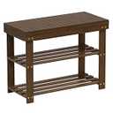 Zhuoyue Bamboo Shoe Rack Bench with Storage Shelf for Entryway Small Space Organizer Indoor Outdoor Use Walnut Brown