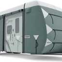 KING BIRD Upgraded Travel Trailer RV Cover, Heavy Duty 5 Layers Anti-UV Top Panel, Durable Camper Cover, Fits 24'- 27' Motorhome -Breathable, Watertight, Rip-Stop (24-27 FT - 324"L*105"W*108"H, Travel Trailer Cover(White&Gray))
