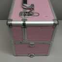 Joligrace Rolling Manicure Table 5 Drawers Foldable Nail Desk Cosmetology Case on Wheels Makeup Case with Brush Pouch for Technician Workstation Mobile Makeup Artist Trolley, Shiny Pink