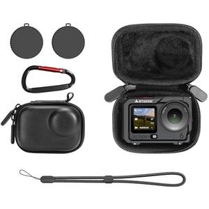 AMAZEAR Carry Case for DJI OSMO Action 6 Accessories, Action6 Portable and Compact Travel Bag Hard Leather Case with Soft Inner for Protection, Storage (Must Be Used with a Metal Cage), Black
