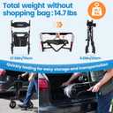 Rollator Walker for Seniors/Adults Foldable Rolling Walker with Seat 330 lbs Capacity 4 Big 8 inch Wheels Hand Grips Adjustable Height Lightweight Aluminum Walker Removable Back Support 7209(Black)