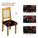 Waterproof Chair Seat Covers Dining Room Set of 4,Soft Printed Patterned Stretch Non Slip Removable Washable Dining Seat Cover Protector Cover for Home Hotel Banquet Party Black Red White Rose Floral