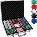 Poker Chips,500PCS Poker Chip Set with Aluminum Travel Case,11.5 Gram Poker Set for Texas Holdem Blackjack Gambling (Red Green Black White Blue)