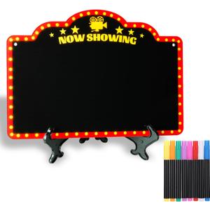 Movie Night Supplies Decorations Chalkboard Kit, Movie Theme Decor for Party, Room, Home Theater, Outdoor, Halloween Christmas, Now Showing Sign, Movie Lover Gifts (with 8-Chalk Markers)