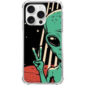 Cool Alien UFO Phone Case for iPhone 16 Pro Max, Psychedelic Trippy Mysterious Alien Planet Cover for Teens Women Men for iPhone 16 Pro Max, Soft TPU Shockproof Case