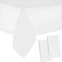 12 Packaging White Plastic Tablecloth, 54 inch x 108 inch Rectangular Disposable Party Table Cover, Suitable for Birthday, Graduation, Restaurant, Wedding Decoration Tablecloth