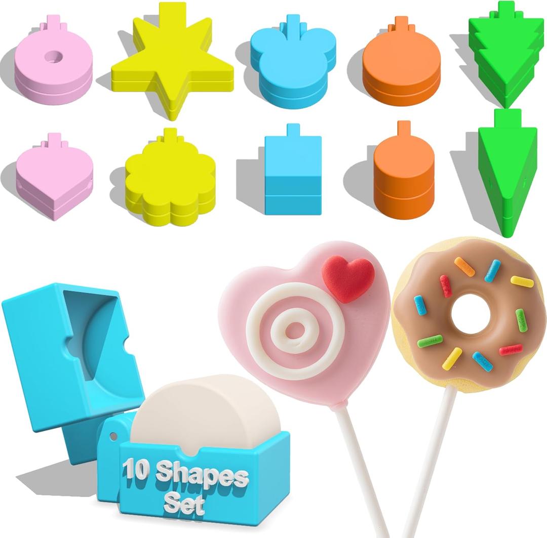 10 PCS Cake Pop Molds Shapes Press Set, Plastic Cake Pop Mold Press with Multiple Shapes, Cake Pop Tools for Baking, Parties, Weddings, Birthdays & Celebrations