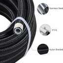 4AN 1/4 PTFE E85 Hose Braided Fuel Line Fitting Kit 20FT Transmission Oil Cooler Line Nylon Stainless Steel Black