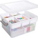 Citylife 17 QT Plastic Storage Box with Removable Tray Craft Organizers and Storage Clear Storage Container for Organizing Bead, Tool, Sewing, Playdoh (17 Qt- 1 Pack)
