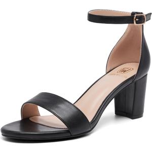 FW FRAN WILLOR Women Open Toe Low Chunky Short Heels Ankle Strap Block Heel Sandals Party Dress Wedding Pump Shoes, Size 39.5