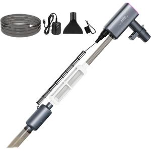 Cordless Aquarium Gravel Cleaner Vacuum: 6-in-1 Electric Fish Tank Cleaner, 36W Rechargeable & 650GPH Strong Suction Automatic Water Changer, Touch Control, Fits 5150 Gallon Tanks (Titanium Gray)