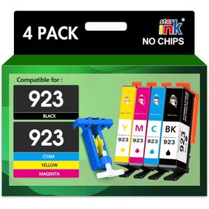 923 Ink Cartridges Combo Pack Replacement for HP 923 Ink Cartridges for HP Printers Work for HP OfficeJet Pro 8130e OfficeJet Pro 8135e 8125e 8138e 8122e 8139e 8120e Printer Ink Without Chip,4 Packs