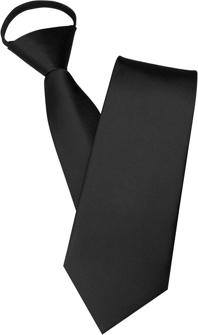 JEMYGINS 3.15Solid Color Pre-tied Adjustable Necktie for Business and Wedding (Black)