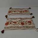 Design Linen Square Vintage Throw Pillow Covers 18"x18" Pack of 2, Brick Red Cushion Covers with Orange Floral Green Leaves Pattern Decoration Pillowcases for Bed,Living Room,Outdoor,Car
