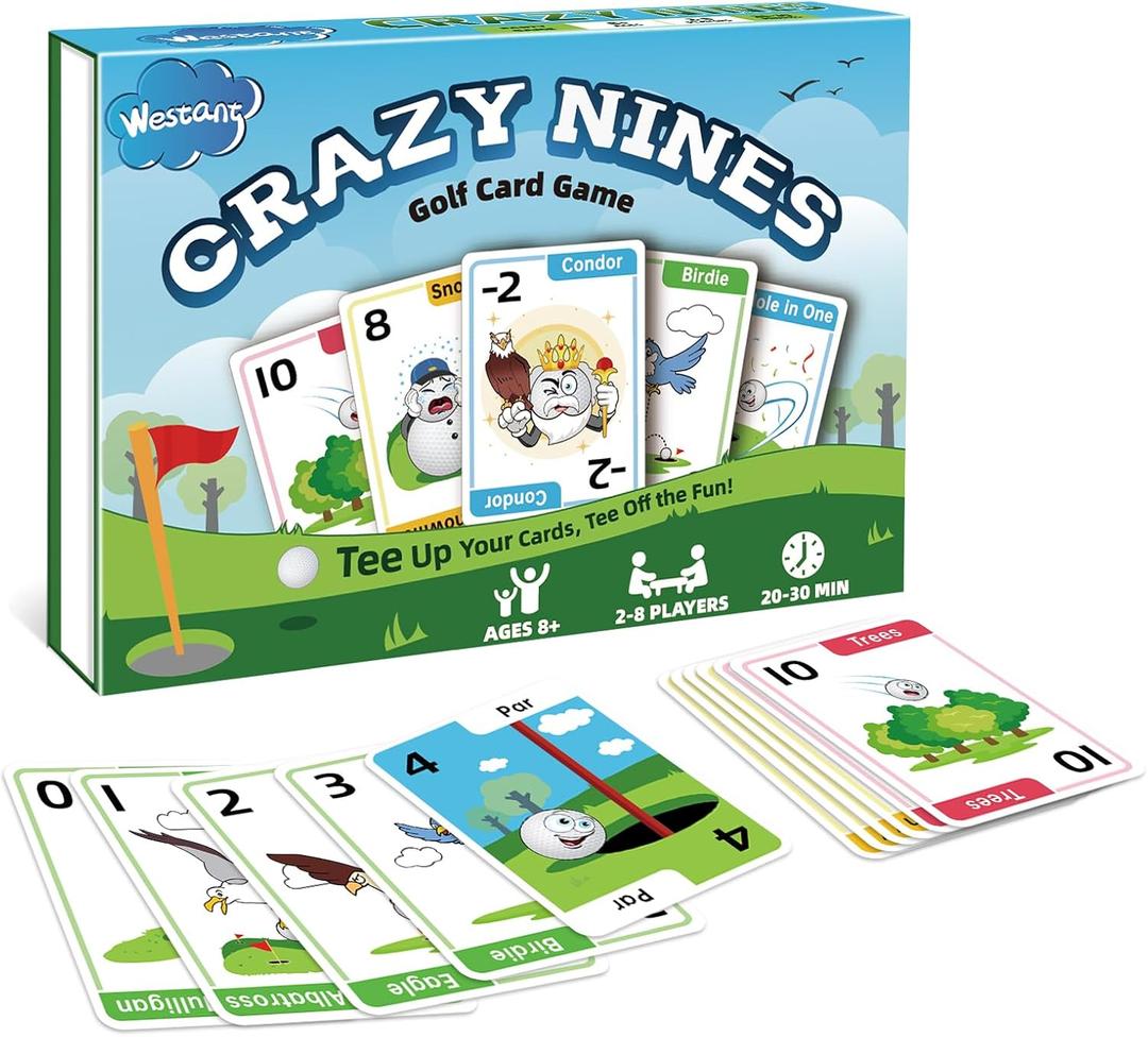 Crazy Nines Golf Card Game - Funny Card Games for Family, Kids 8-12 and Adults, The Perfect Family Games for Kids and Adults, Ideal Game Night Games for Groups Adult - 112 Cards Crazy Nines Golf Card Game - Funny Card Games for Family, Kids 8-12 and Adults, The Perfect Family Games for Kids and Adults, Ideal Game Night Games for Groups Adult - 112 Cards