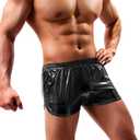 Arjen Kroos Men's Sexy Metallic Shiny Shorts Sparkly Rave Hot Short Pants with Pockets (Black, L)