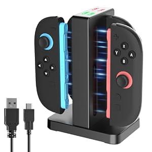 FUNDIARY Charging Dock for Nintendo Switvh 2, [Supports Dual-Side Charging] Magnetic Controller Fast Charger Stand Station Compatible with Switch 2 Grip Accessories, Black