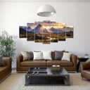 iKNOW FOTO XLarge Canvas Set of 7 Wall Art Grand Teton National Park in Autumn in Wyoming USA Landscape Picture Prints Painting Scenery Wall Decor for Home Decorations 70x32 Inches
