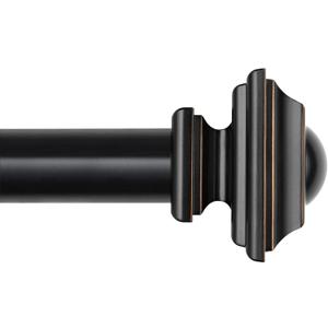 KAMANINA Black Curtain Rods for Windows 48 to 84 Inches, 1 Inch Curtain Rod 32 to 86 inch(2.6-7.1ft), Single Drapery Rods with Square Finials