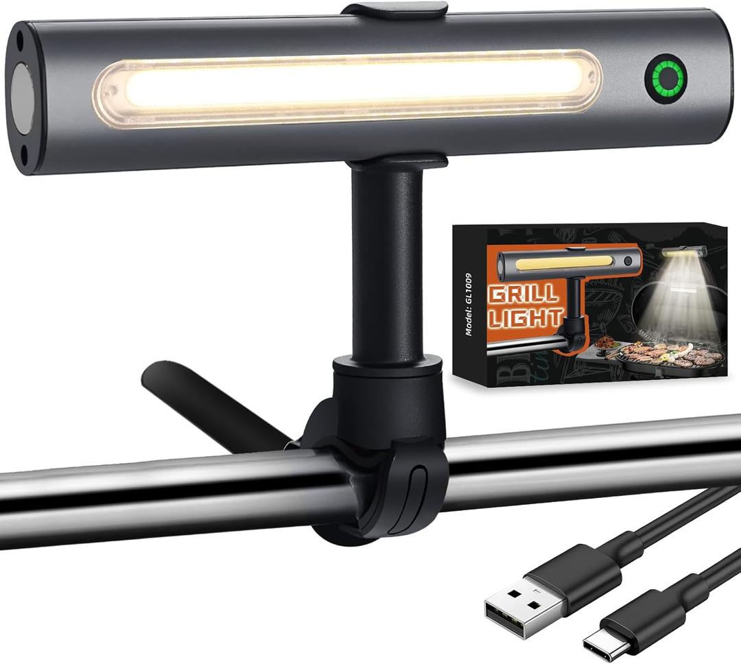 Barbecue Grill Light for Outdoor, Rechargeable 360 Rotatable Waterproof LED Light with Ultra-Bright COB LED, Magnetic Base, Grill Accessories, Smoker BBQ Grilling Gift for Men Dad Him