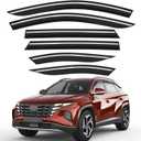 6pcs Outside-Mount Window Rain Guards Fit for Hyundai Tucson 2022-2026, Extra Durable Window Visors Wind Deflector Dark Smoke Vent Shades Car Tape-on 6-pcs with Thicker