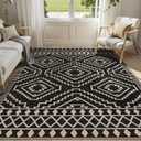 Lahome Bijou Moroccan Easy Jute Carpet, 5x7 Washable Rugs for Living Dining Room Indoor Outdoor Patio Rug, Farmhouse Non Slip Non Shedding Natural Black Carpet for Deck Backyard Entryway Classroom