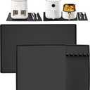 Silicone Heat Resistant Mats for Countertop, 24x16 Inch Air Fryer Mat Set with Detachable Holder Pad, Countertop Protector Mat for for Microwave/Oven,Compatible with Ninja/Cosori/Chefman/Toshiba (23.6" x 15.8", Black)