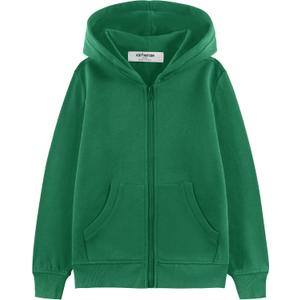 Kid Nation Kids Soft Brushed Fleece Zip-Up Hooded Sweatshirt Hoodie for Boys or Girls (8-10, Green, 01)