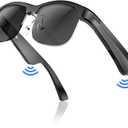 Smart Glasses, Polarized Bluetooth Sunglasses, Built-in Mic & Speakers, Voice Assistant, UV Protection, Bluetooth Glasses for Office, Driving, Cycling Outdoor Sports (M9 Pro-Black Lens)