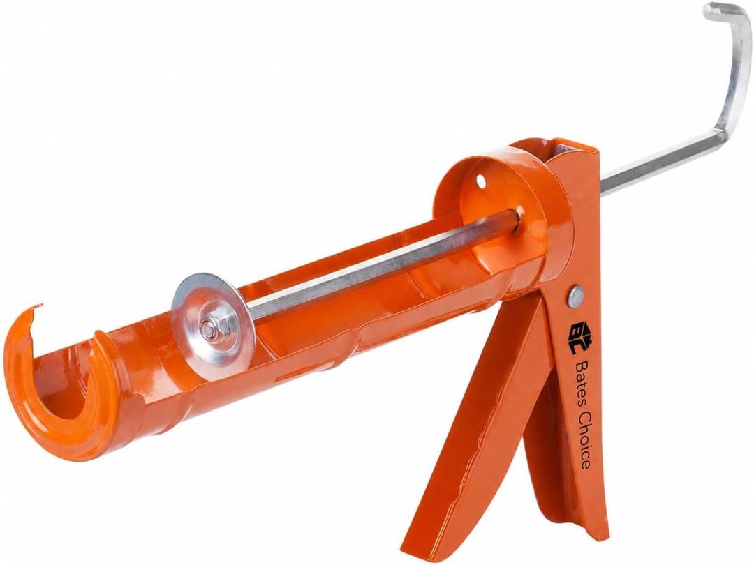 Bates - Caulking Gun, 10:1 Thrust Ratio, Silicone Gun, Dripless Caulk Gun, Silicone Caulk Gun, Hand Caulking Guns (Orange)