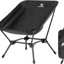 CAMEL CROWN Folding Camping Chair, Lightweight Portable Compact Lawn Chair with Side Pocket for Outdoor Travel Beach Picnic Hiking Backpacking Black (Full Cloth)