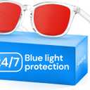 Gaoye Transparent with Red Lenses Blue Light Glasses for Computer & Gaming - Anti UV Ray Lenses, Scratch-Resistant & Comfort Fit (Medium, Clear and Red)