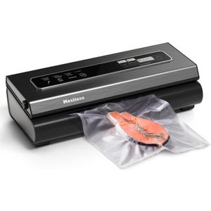 Vacuum Sealer Machine, Mesliese 90Kpa Powerful 6-in-1 Precision Compact Vacuum Food Preservation System with Cutter, 2 Bag Rolls & 5 Pre-cut Bags, Dry & Moist Modes Smart Suction, ETL Listed (Dark Gray)