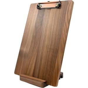 Clipboard Walnut Wood, Letter Size Clip Board with Stand, 1.54Lbs, 12.6 x 8.7 in Idea for Menu and Memos Display, Office Supplies School Classroom Homeschool Essentials Teacher Gifts Self-Service