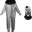Quenny Halloween Black and White Clown Games cosplay Mardi Gras Masquerade Party Show Costumes
