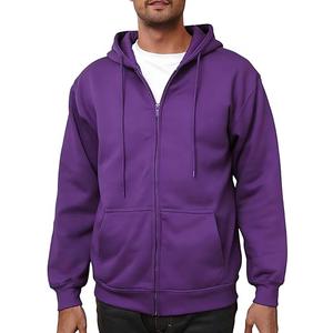 Men's Full Zip Hoodie Fleece Long Sleeve Hooded Sweatshirt Pullover Men Lightweight Athletic Hoodies, Purple 3XL Quarter Zip
