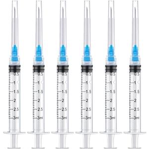 100 Pack 3ml/cc Disposable Luer Lock Lab Syringes with 23Ga 1.5 Inch Needle , Individually Sealed Packed