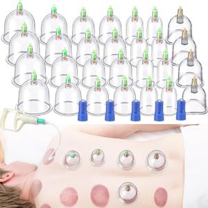Geiserailie Cupping Set, 47 Cupping Therapy Set Cups Cupping Kit for Massage Therapy Chinese Cupping Set with Magnetics and Manual Pump Professional Vacuum Cupping for Cellulite Reduction Pain Relief