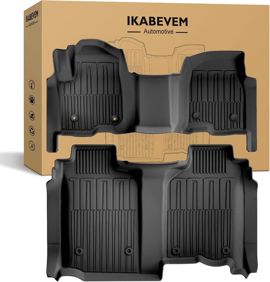 Floor Mats for 2020-2026 Chevy Silverado/GMC Sierra 1500/2500HD/3500HD Crew Cab & 2019 1500 Crew Cab Without Rear Underseat Storage Box, Front Bench Seat