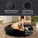 Bedsure Calming Dog Bed for Extra Large Dogs - Donut Washable Large Pet Bed, 45 inches Anti-Slip Round Fluffy Plush Faux Fur Dog Bed, Fits up to 120 lbs Pets, Black